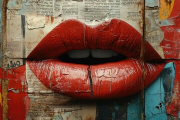 Poster - A close-up view of a red lipstick mark on a sheet of paper, possibly used as evidence or a clue