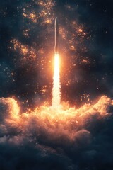 Poster - A space shuttle in flight, emitting significant smoke