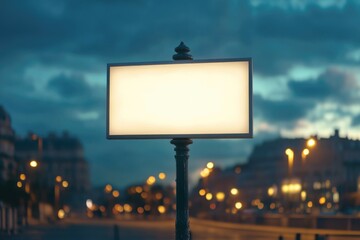 Poster - A street sign at night on a city street