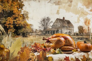 Sticker - A domesticated turkey perched on a table outside a residential building