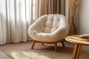 Poster - A cozy living room with a single chair and a table