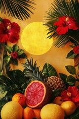 Poster - A variety of fruits arranged on a table, perfect for still life photography or food styling