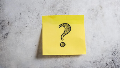 Fototapete - Sticky note with question mark on light backdrop.