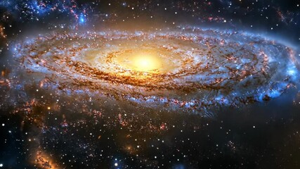 Wall Mural - A spiral galaxy, a collection of billions of stars, gas, and dust, stretches across the cosmos