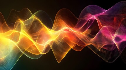 Poster - Abstract colorful wave pattern showcasing vibrant light flow and movement, perfect for artistic and creative projects.