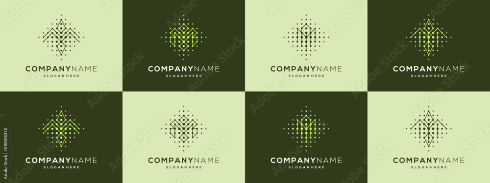 Collection of Letter M with lines and dot connection logo design ...