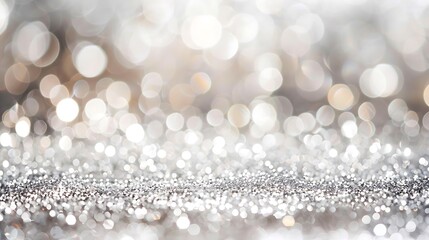 Silver glitter christmas abstract background with bokeh defocused lights