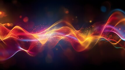 Poster - Vibrant abstract wave of colorful light, creating a sense of motion and energy against a dark background.