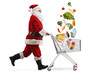 © Ljupco Smokovski - Santa Claus running with a shopping cart and groceries falling in the cart