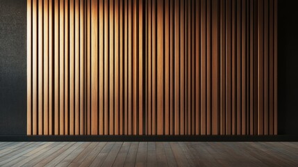 Wall Mural - Wooden Wall with Black Floor