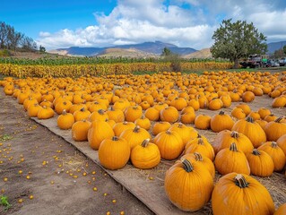 Pumpkin Farm Harvesting Pumpkins for Sale