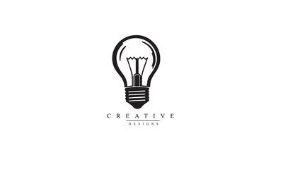 Light bulb idea outline black vector icon white background