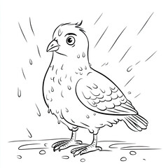 Beautiful Pigeon Coloring Page, Grey Bird Colouring Design for Your Corporate Books and Business Graphic Resource or Creative Project, Ai Generative