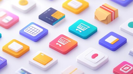 Modern E-commerce Icons for Online Shopping Experience