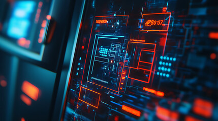 An advanced digital banking terminal showing secure transactions and data encryption icons on a sleek interface, with a background of complex network connection