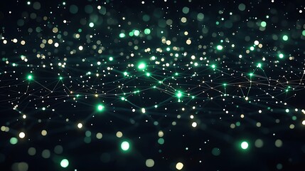 Poster - Abstract background with a network of glowing lines and dots on a dark background.