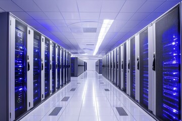 Poster - Datacenter, modern it technology server room.