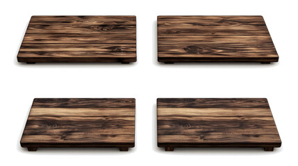 Poster - Collection of Wooden Boards on a Dark Wooden Table Generative AI
