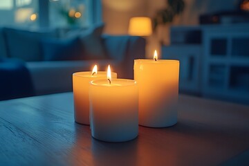 Candles on a living room table