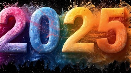 Poster - Creative representation of the year 2025 with vibrant colors and abstract designs