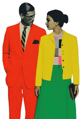 Poster - PNG Minimal retro collage of couple art accessories accessory.