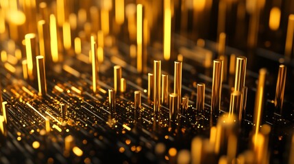 Aufkleber - Golden Abstract Digital Art Background with Depth