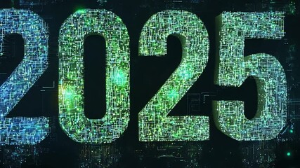 Poster - Vibrant digital 2025 with glowing patterns for a futuristic theme