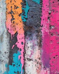 Poster - Textured wall with vibrant color splashes