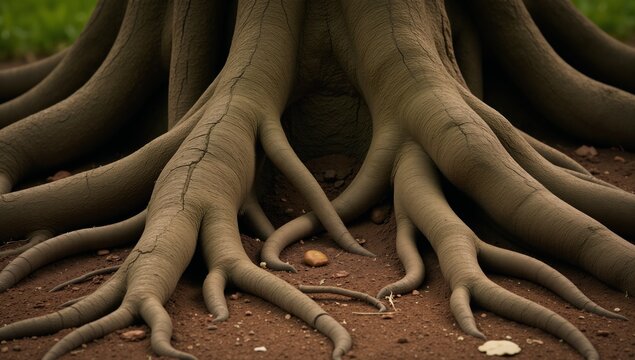 Technology-inspired rendering of a Tree of Life featuring intricate roots