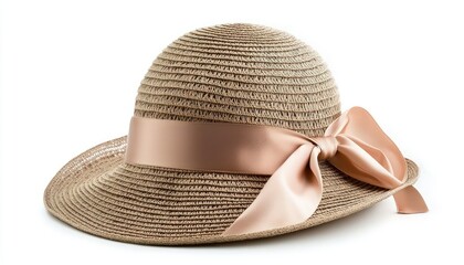 An elegant sun hat with a satin ribbon, ideal for stylish sun protection.