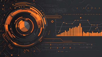 Poster - A futuristic technological interface with a central circle and various digital displays.