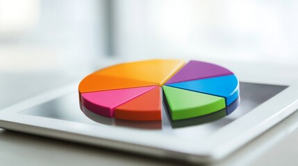 Aufkleber - Colorful pie chart on tablet for data analysis