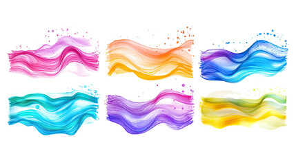 Poster - Rainbow Wave Paint Splashes on Transparent Background Generative AI