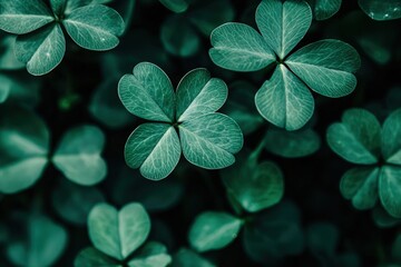 vibrant green shamrock leaves, symbolizing Irish tradition and luck for St. Patrick's Day.