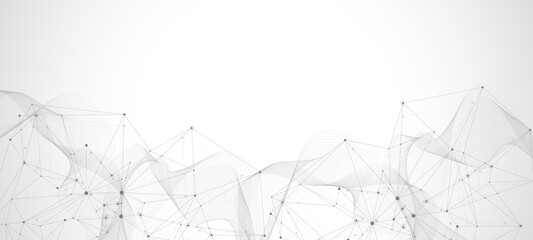 Leinwandbilder - Global network connection concept. Big data visualization. Social network communication in the global computer networks. Internet technology. Business. Science. Vector illustration