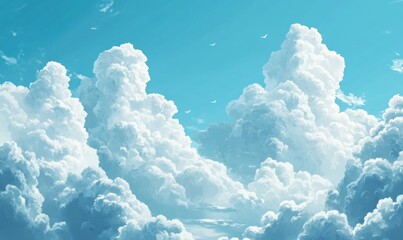 Wall Mural - White cumulus clouds on blue sky