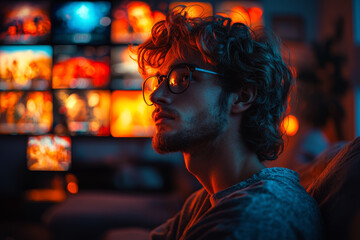 Aufkleber - An AI algorithm generating personalized recommendations for movies and shows on a streaming platform. Concept of AI in entertainment.