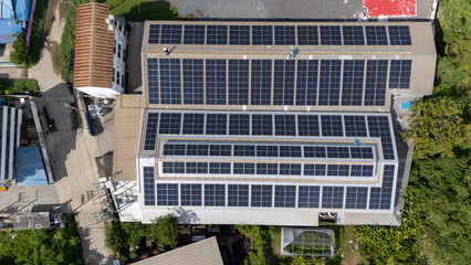 the roof of the factory is covered with solar photovoltaic panels