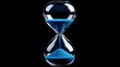 © Khalil - Hourglass is sand of time age, Life pour blue sand into hourglass to add more limited time. Deadline extended time management hope concept hour glass. Black background shadow life clock passing by