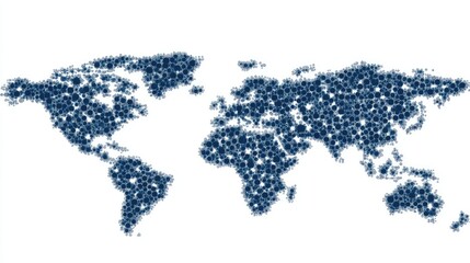 Poster - this composition features a stylized representation of the world map in light blue and white, emphas