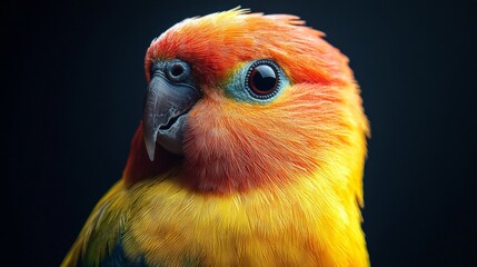 Wall Mural - A colorful parrot is standing on a black background