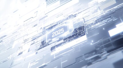 Aufkleber - A futuristic digital interface displaying the year 2025, emphasizing technology and innovation.