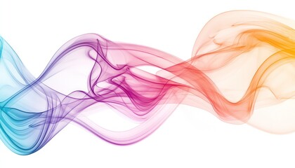 Line art colorful smoke swirling against a white backdrop