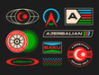 © Дмитрий Сальников - Set streetwear auto racing logo ideas for a clothing brand. Design vector typography for decals auto and t-shirt Azerbaijan streetwear clothing y2k style.