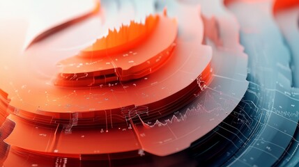 Poster - abstract data visualization in red and blue tones
