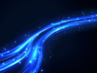 Poster - Blue fiber optic lines with white dots on black background vector illustration design, technology, and internet concept design