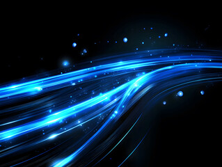 Poster - Blue fiber optic lines with white dots on black background vector illustration design, technology, and internet concept design
