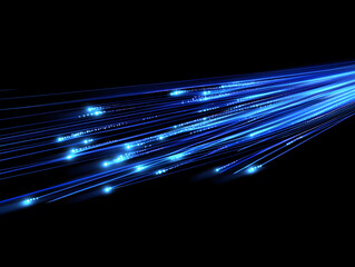 Poster - Blue fiber optic lines with white dots on black background vector illustration design, technology, and internet concept design