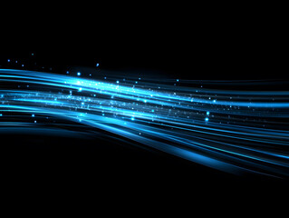 Poster - Blue fiber optic lines with white dots on black background vector illustration design, technology, and internet concept design