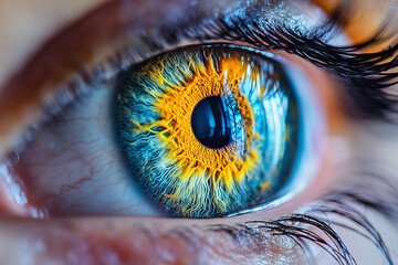 Exploring the enchanting beauty of a vibrant eye revealing intricate patterns and mesmerizing colors in close-up